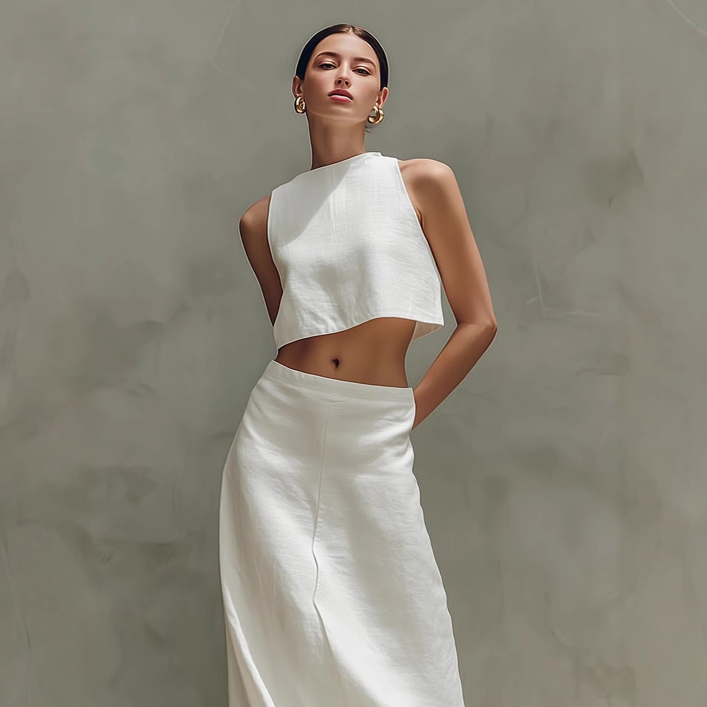 Summer Stylish Slimming Sleeveless Maxi Dress Elegant Two-Piece Set 