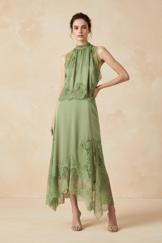 V-Neck Waist Trimming Ruffles Elegant Dress 