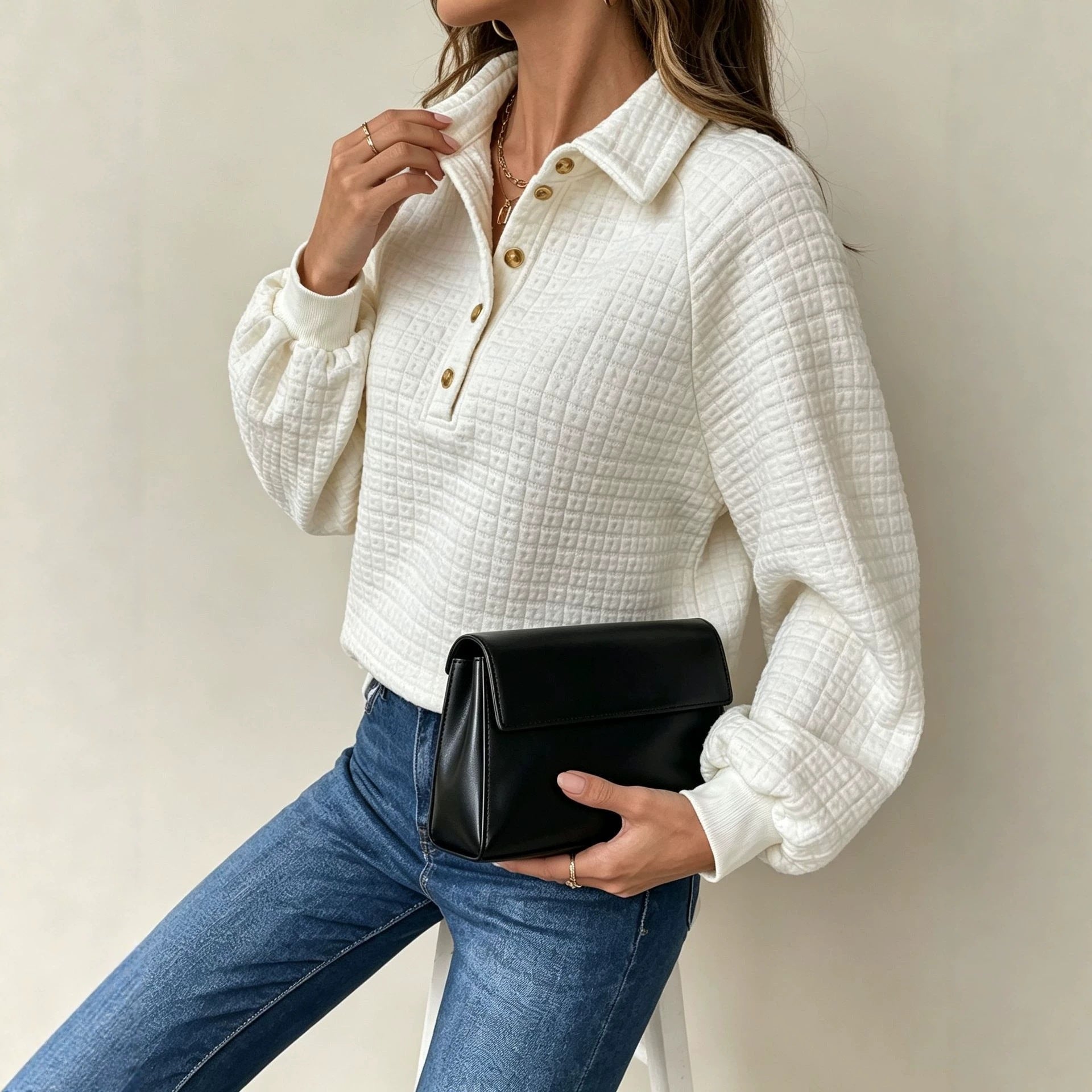 Collar long sleeved top 