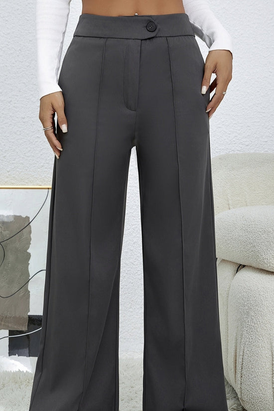 Ladies' Solid Color Loose Wide Leg Straight Leg Pants CJ US