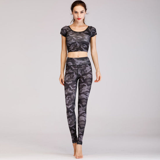 Printed navel short-sleeved quick-drying dance dress FitiqueFit
