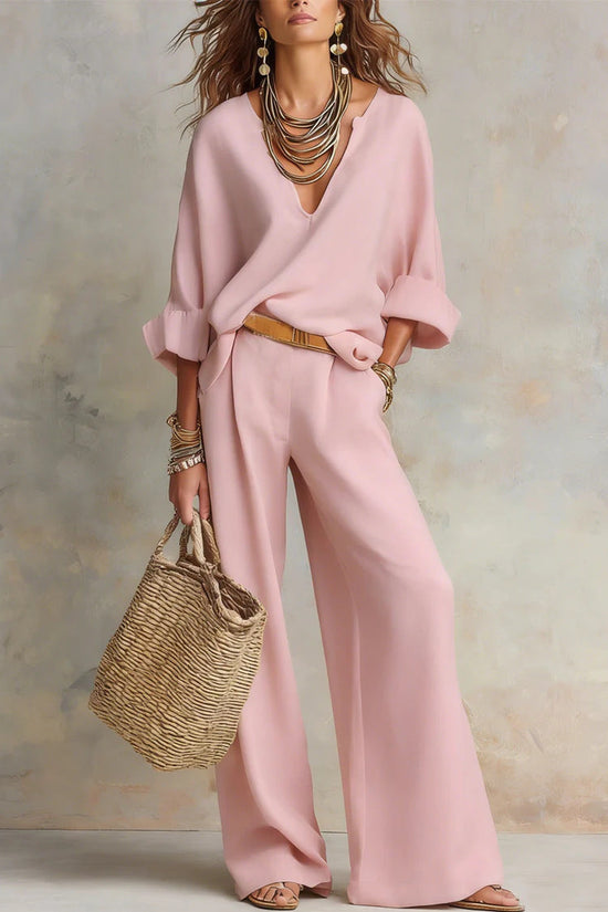 Fashionable Casual Linen Loose Vacation Set 