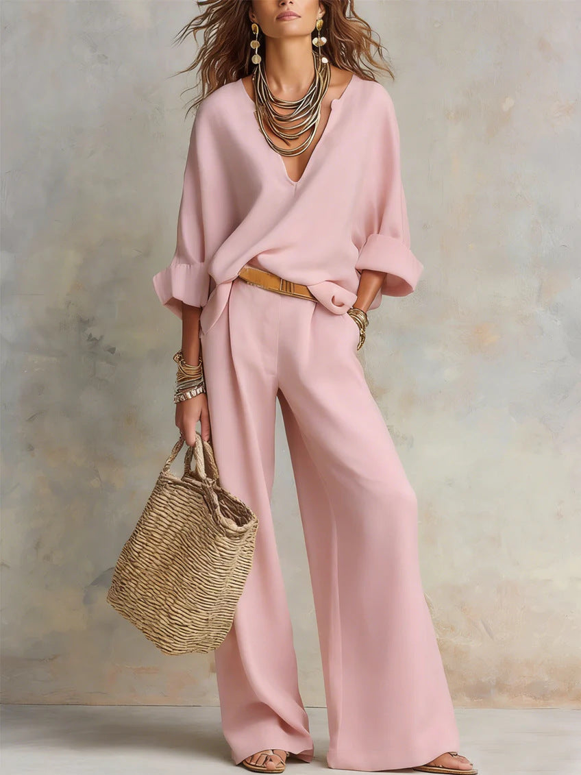 Fashionable Casual Linen Loose Vacation Set 