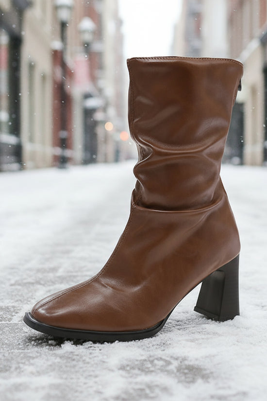 Large Size Women's Autumn And Winter High Heel Plus Fat Botton Width Ankle Boots CJ