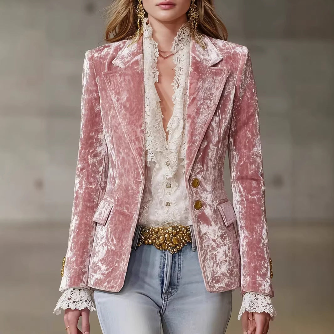Fashionable Slim Fit Suit Jacket with Lapel and Pocket for Women, Long Sleeve, Casual Wear 