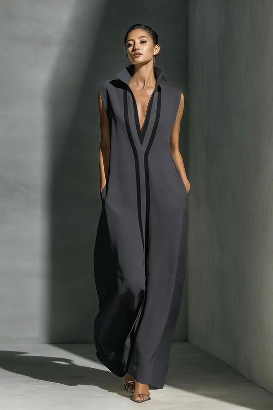 V-neck contrasting dress 