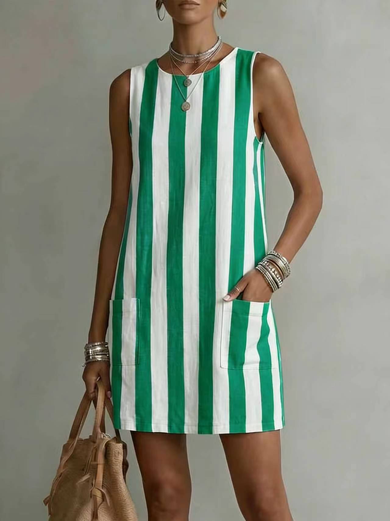 Stylish Casual Striped Slimming Womens Dress 