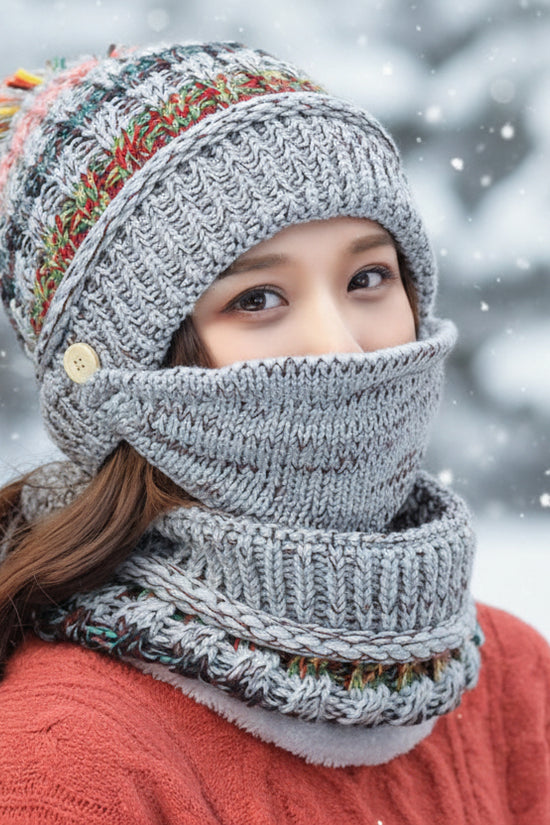 Winter Plush Knitted Hat – Soft Warm Knit Beanie for Cold Weather - FitiqueFit