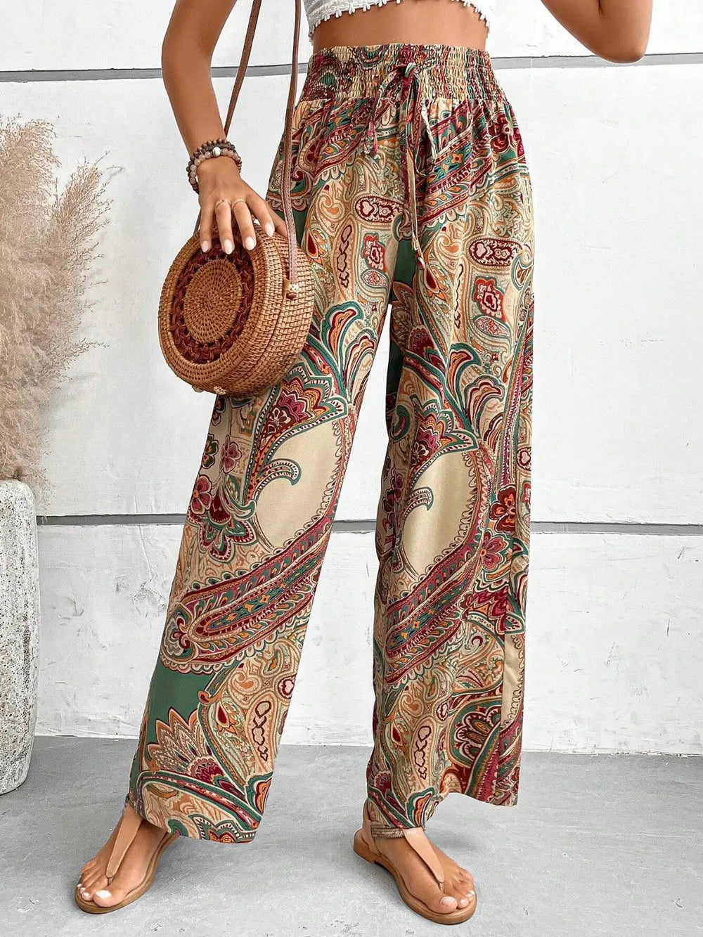 Printed Wide Leg Pants 
