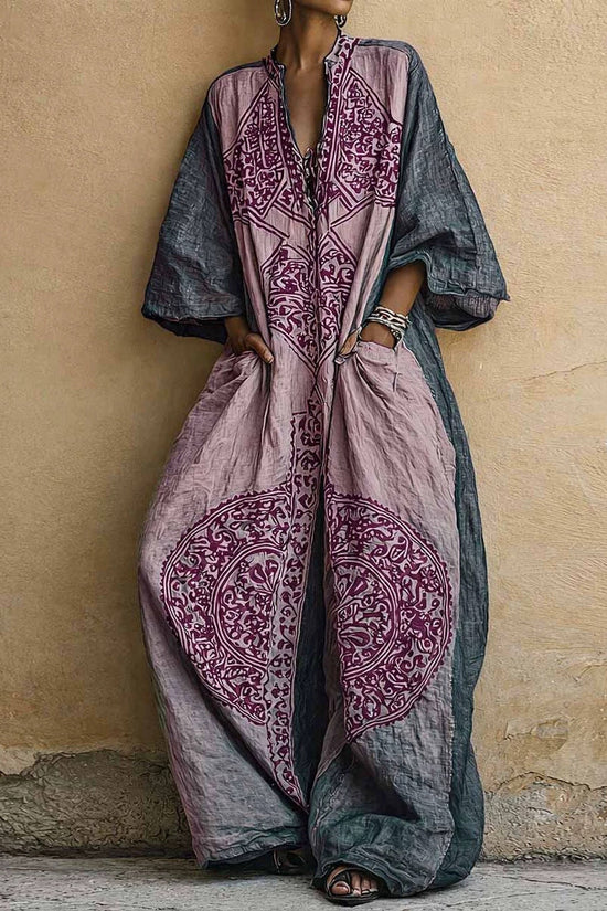 Printed Bohemian style wide leg jumpsuit for women 