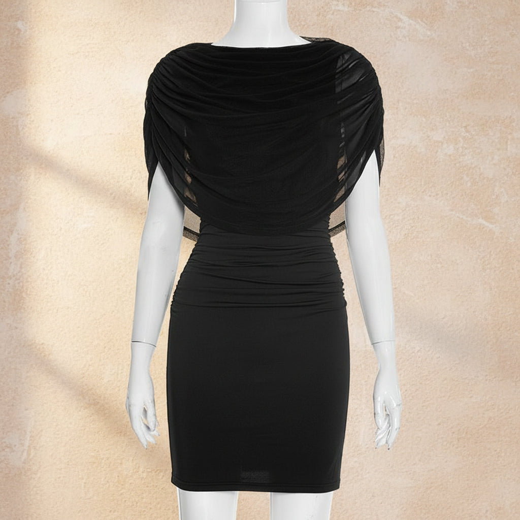 Womens Sleeveless Bodycon Dress With Mesh Paneling 