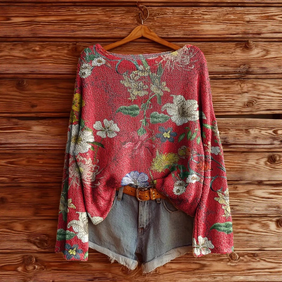 Women’s Fall Wildflower Print Long Sleeve T-Shirt 