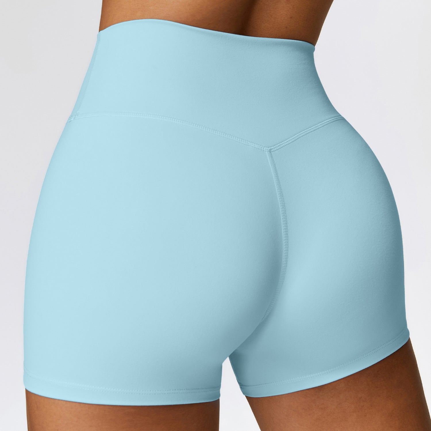 Shaved tight yoga shorts for women, high waisted and waist cinching fitness pants, hip lifting and running sports shorts 