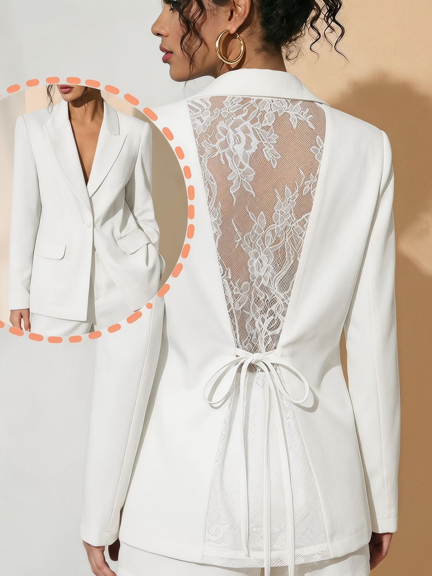 New high-end back thin lace see through strap waist cinching suit jacket women's black suit jacket 