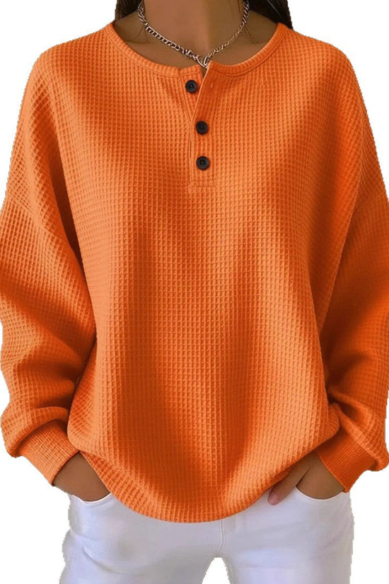 Round neck solid color pullover loose top 