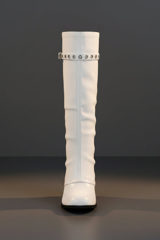 High Heel Chunky Large Size Slip-On Combat Boots for Women 