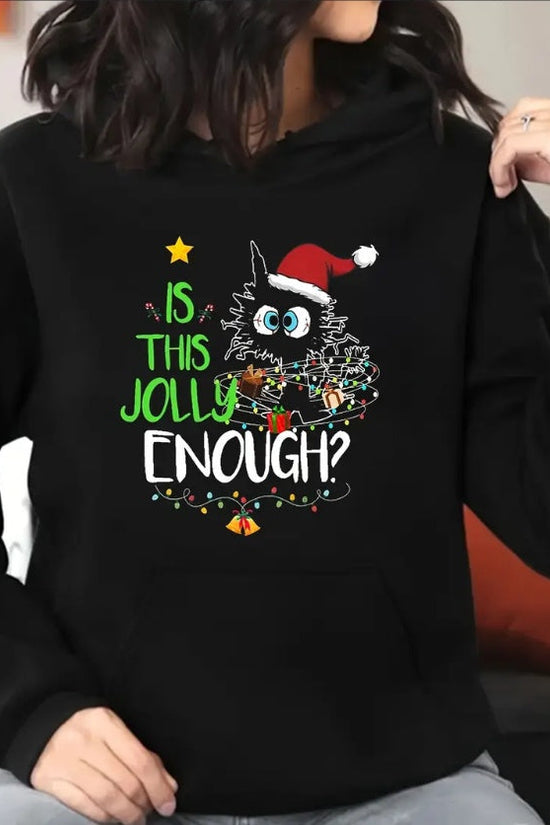 Plus Size Christmas Cat Hoodie – Women’s Festive Pullover Sweatshirt CJ US