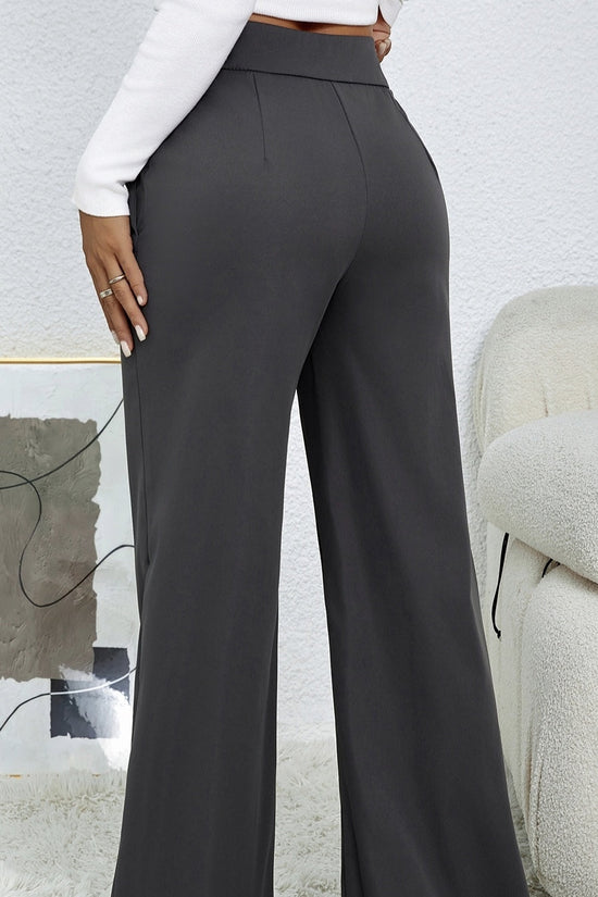 Ladies' Solid Color Loose Wide Leg Straight Leg Pants CJ US