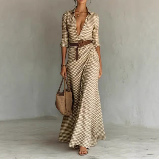 Solid-color Irregularly Pleated Dress With A Belt 