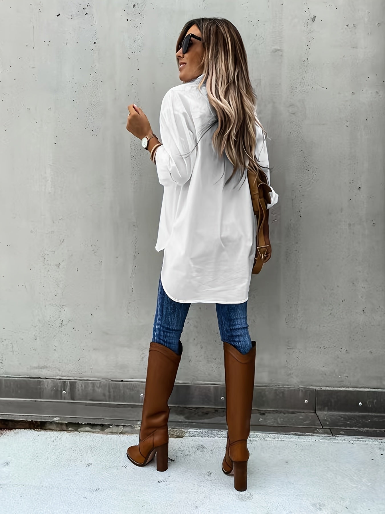 Women’s Casual Long Sleeve Shirt with Pocket CJ US
