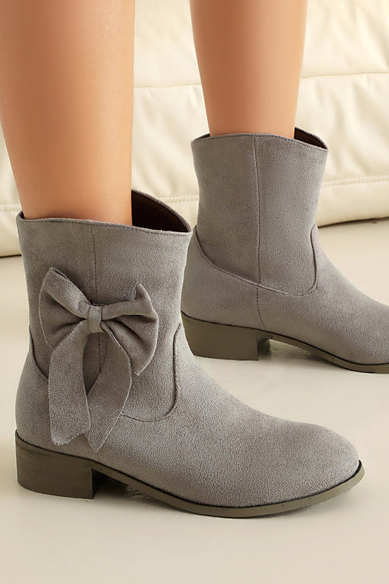 Low Heel Suede Large Size Sweet Bow Casual Boots CJ