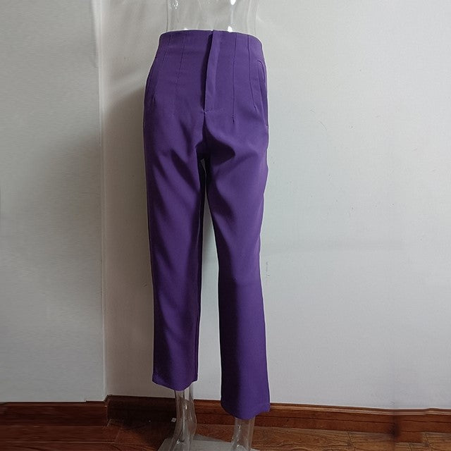 Women's High-Waisted Straight Leg Pants 