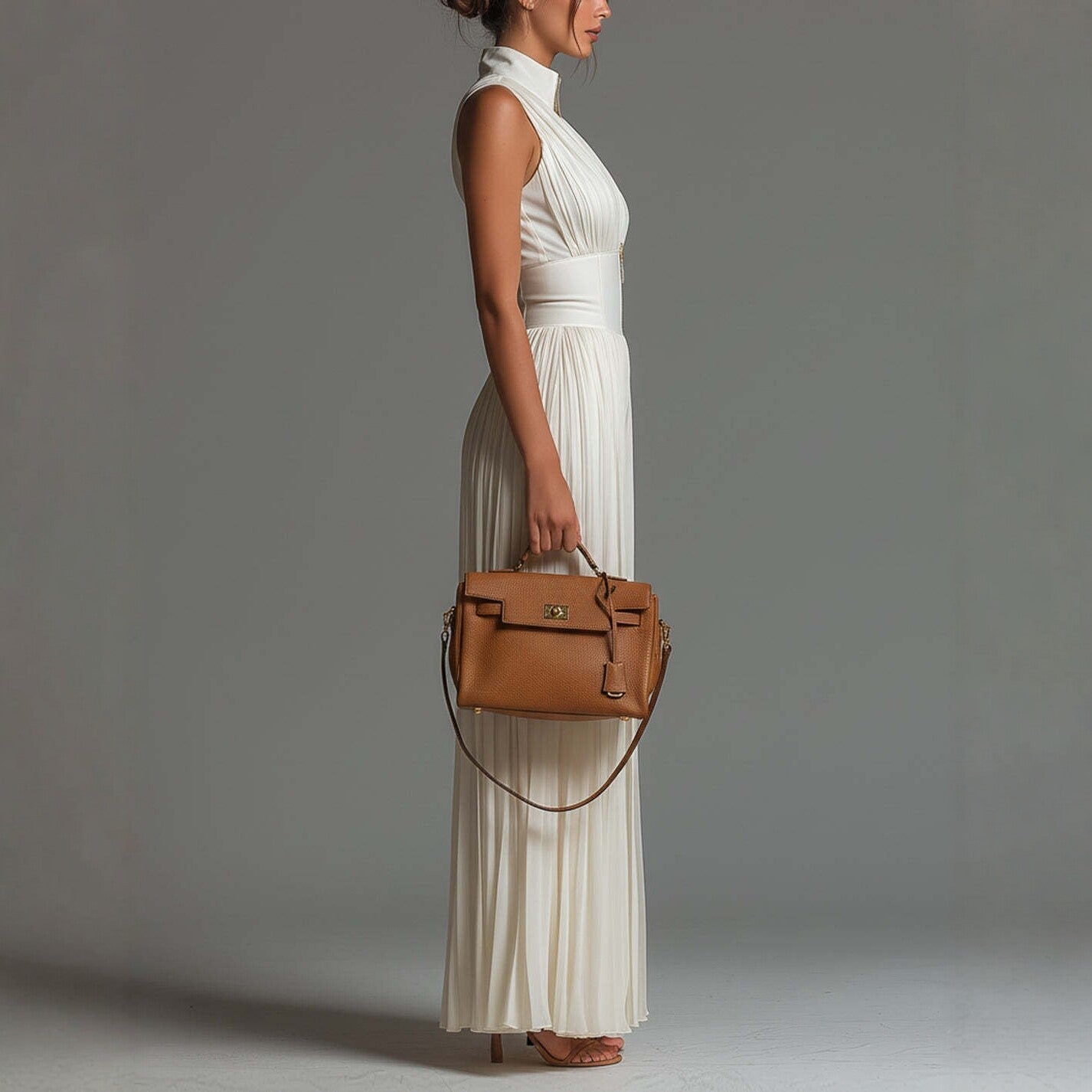 White Pleated Strap Neck Jumpsuit for Women, Long Wide Leg Fashion Sexy Folded Design 