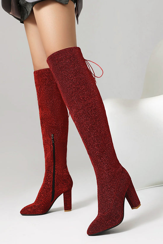 Plus-Size Over The Knee Long Boots for Women – Chunky Heel Nightclub Platform CJ