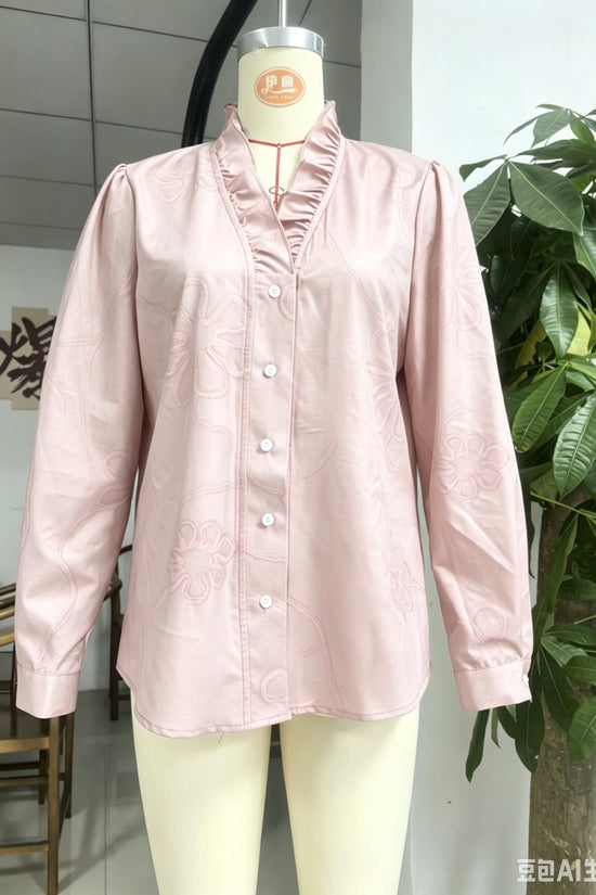 Women’s Lace Embroidered Cotton Linen Blouse 