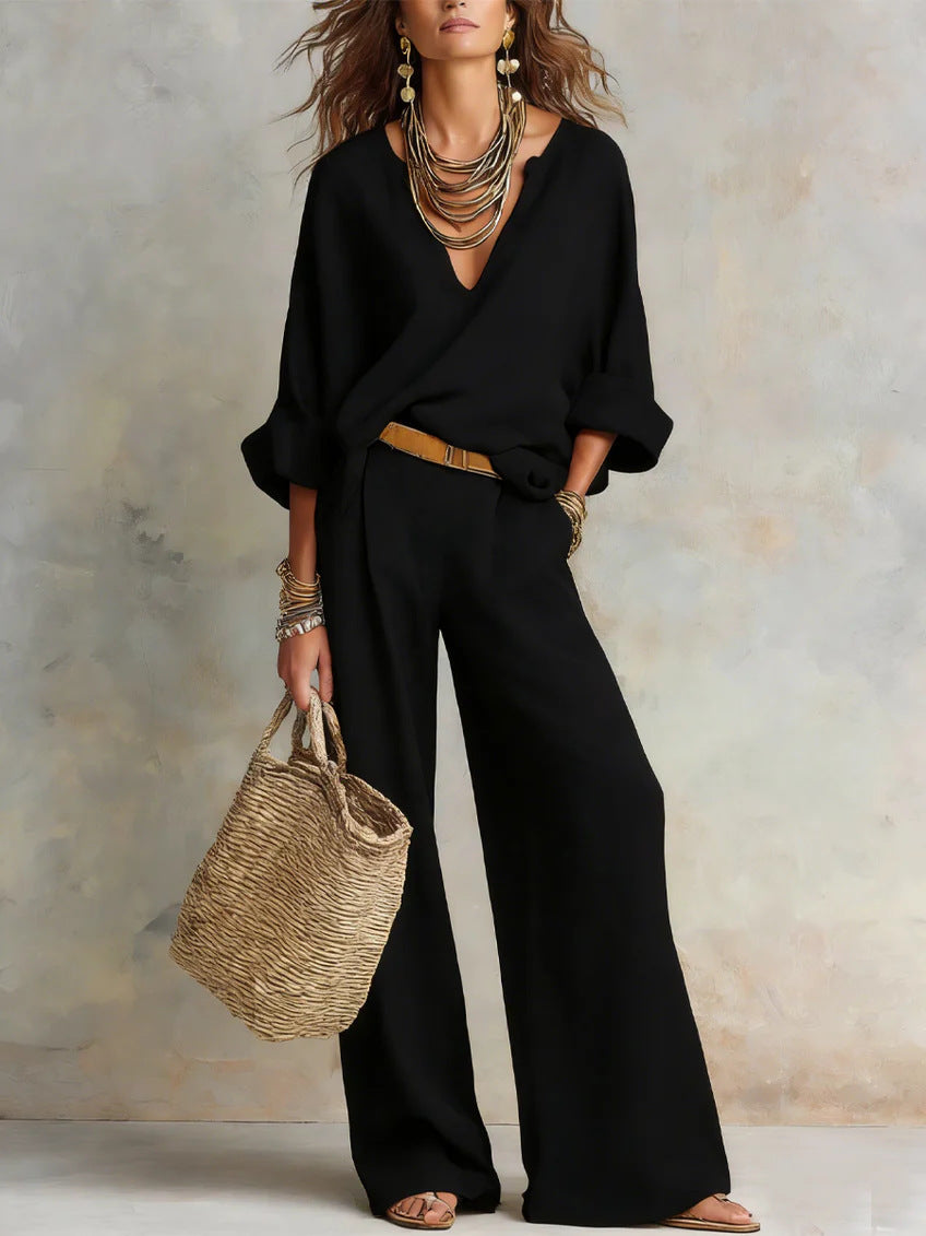 Fashionable Casual Linen Loose Vacation Set 