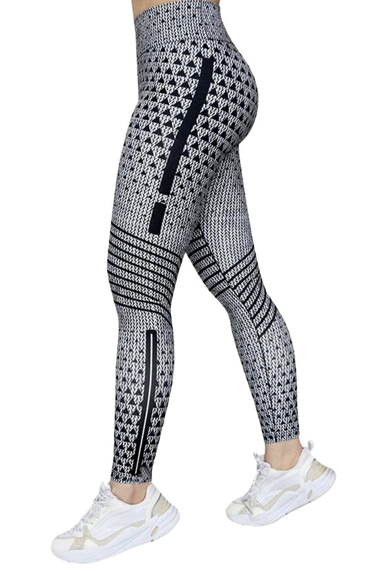 High Elastic Printed Yoga Pants for Women, High Waist, Tummy Control, Fitted Leggings, Gym Workout Bottoms