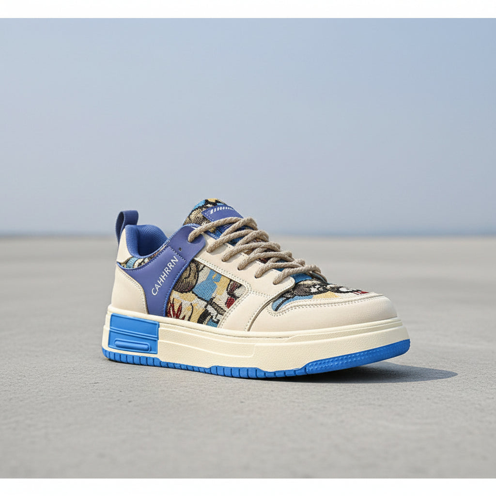 Cute little bear sneakers for students, low cut sports men's shoes, Harajuku style casual lace up color blocked thick soled shoes 