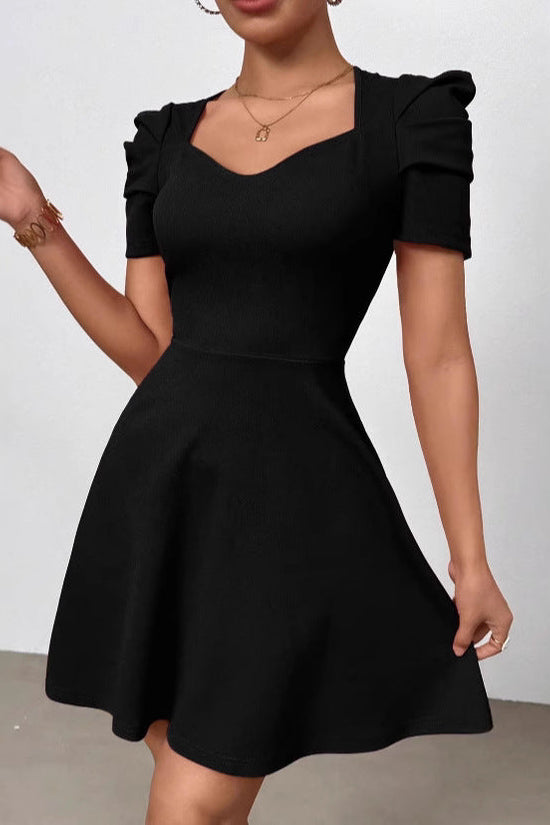 Womens Boat-Neckline Defined Waist Elegant High-Waist Dress 
