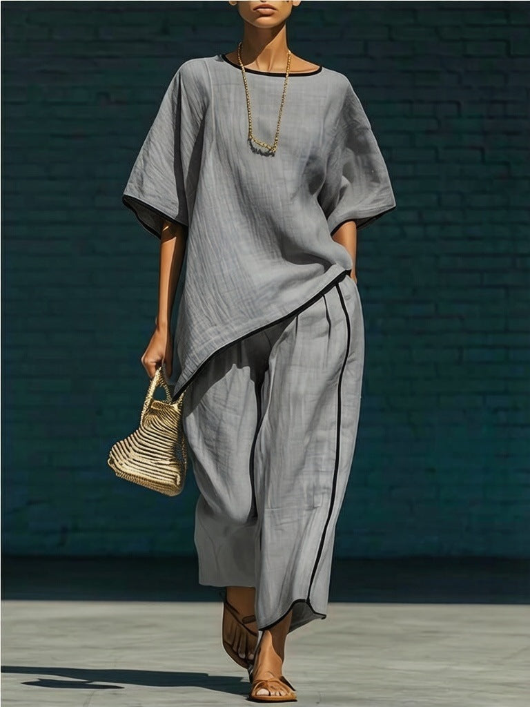 Casual Resort-Style Fashionable Loose Two-Piece Set For Women 