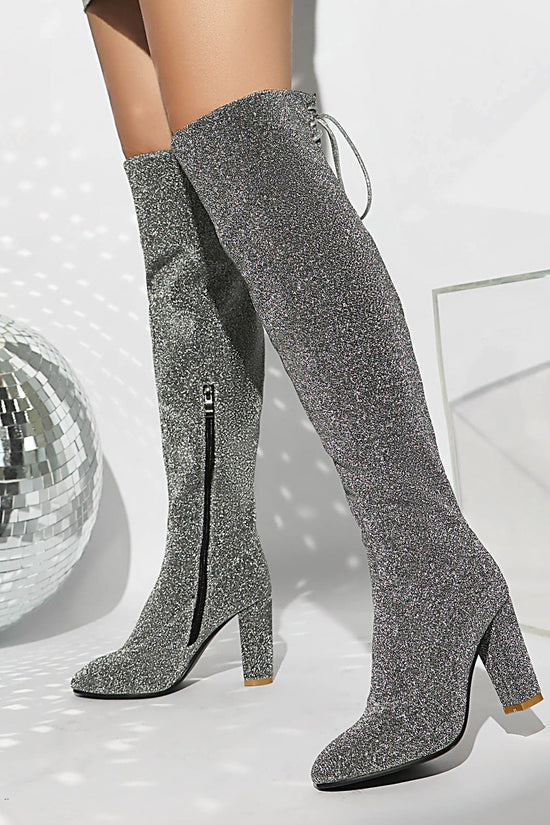 Plus-Size Over The Knee Long Boots for Women – Chunky Heel Nightclub Platform CJ