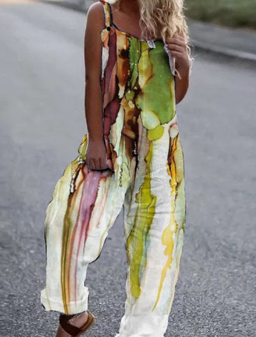 Women’s Butterfly Print Overalls 