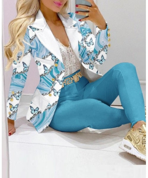 Casual Fashion Set Women's Suit Pink Suit Yellow Brown Striped Dotted Chain 