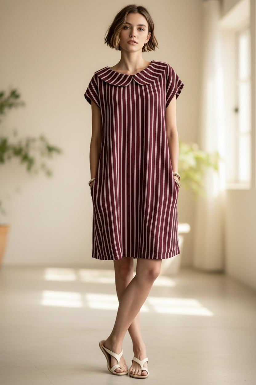 Elegant And Fashionable Printed Striped Dress For Women 