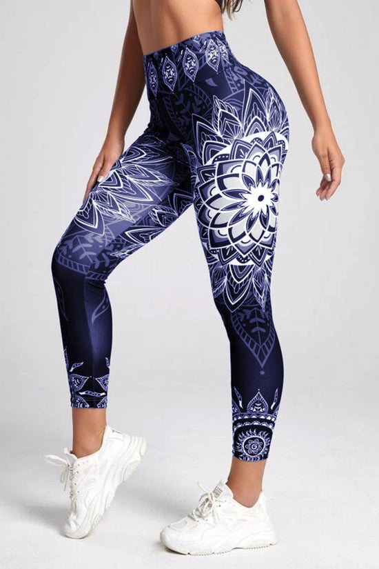 Watercolor Print Yoga Pants for Women, High-Waisted, Tummy-Control, Butt-Lifting, Quick-Dry, Ankle-Length Fitness Workout Leggings