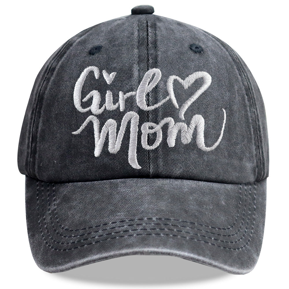 Girl Mom Adjustable Wash Cotton Baseball Cap 