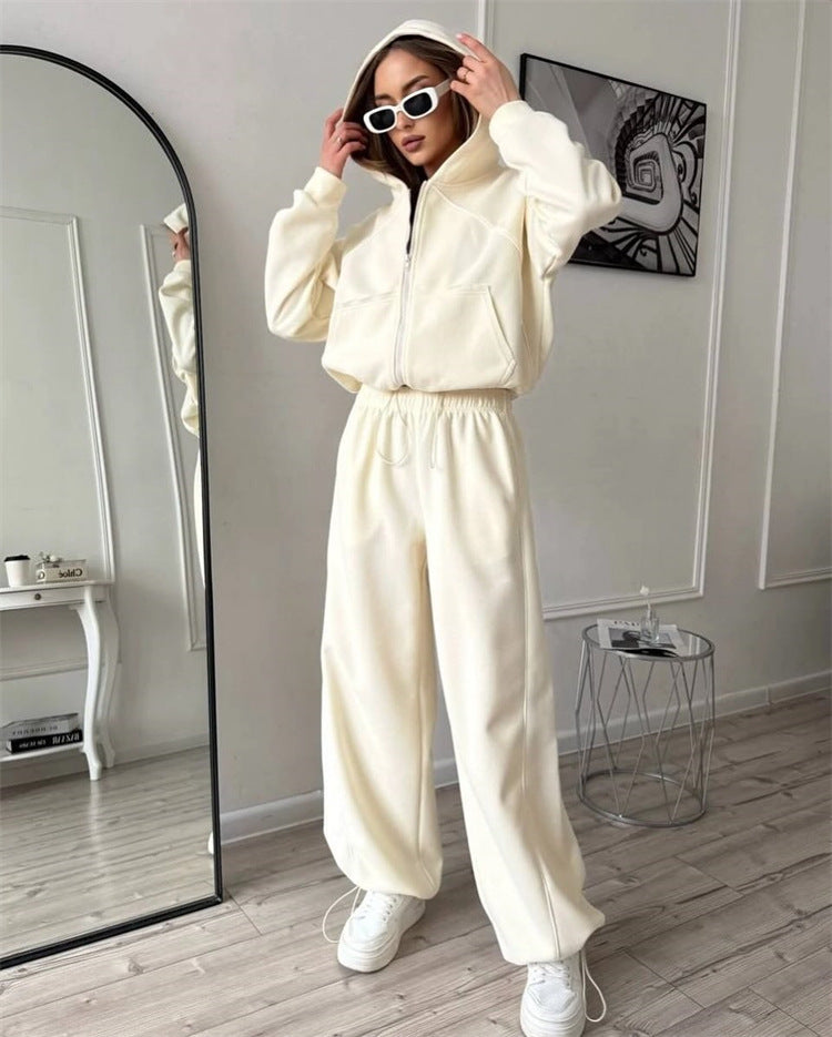 Women's Sportswear Set Solid Color Cardigan Set 