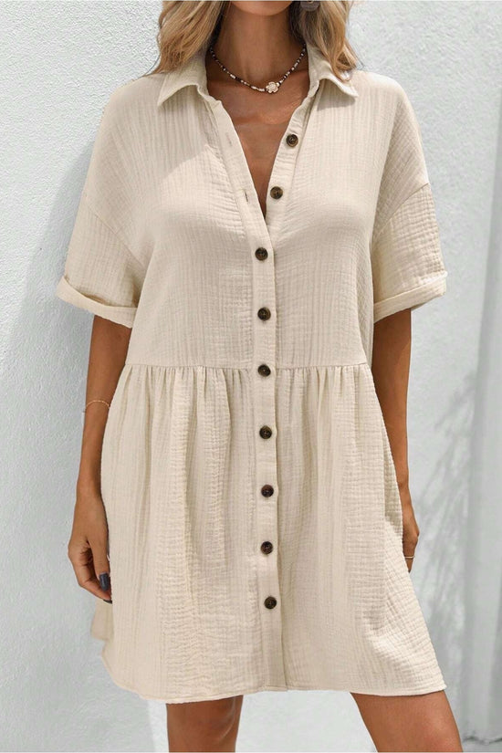 Women’s Ruffle Hem Shirt Dress – Loose Fit Summer Holiday Style CJ US