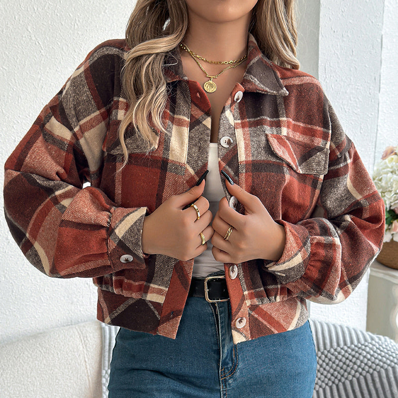 Womens Button Down Shirts Jacket Long Sleeve Plaid Shackets Business Casual Blouse Top CJ US