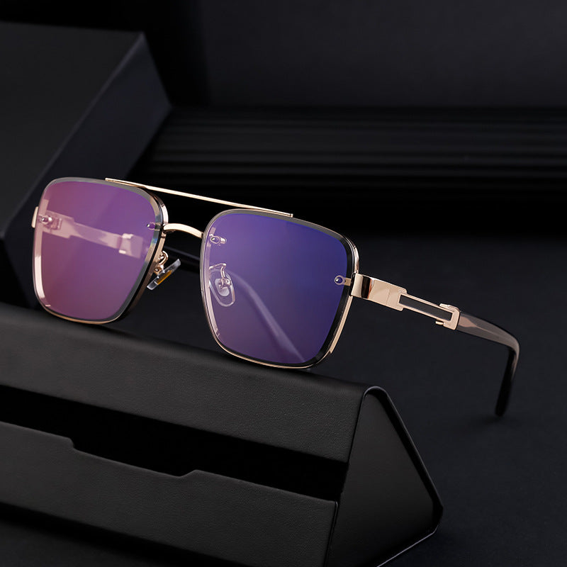 New Retro Sunglasses for Men, Square Frame, Stylish Sun Protection Glasses, High-End Men's Sunglasses 