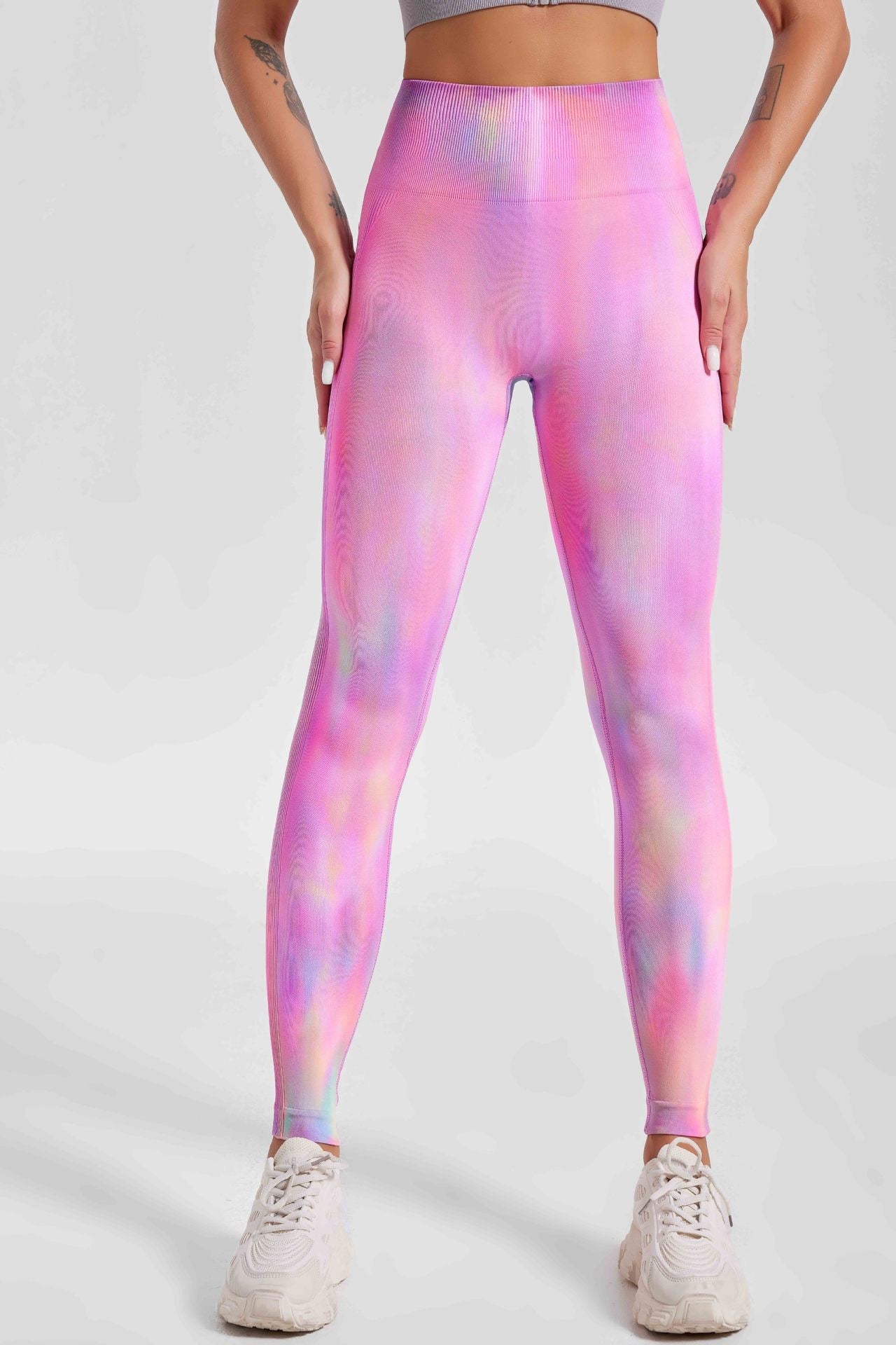 Dyed Aurora High-Waisted Seamless Yoga Pants Tummy Control Fitted Workout Leggings Fitness Pants 