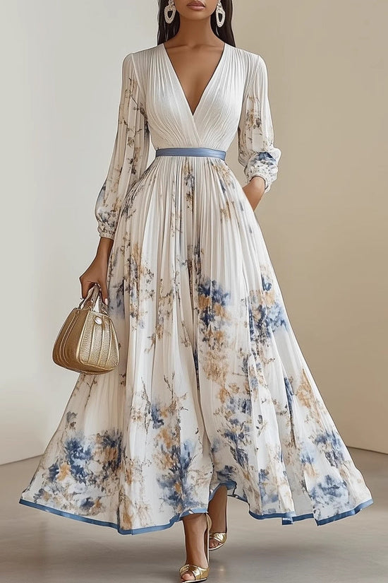 Long sleeved V-neck dress 