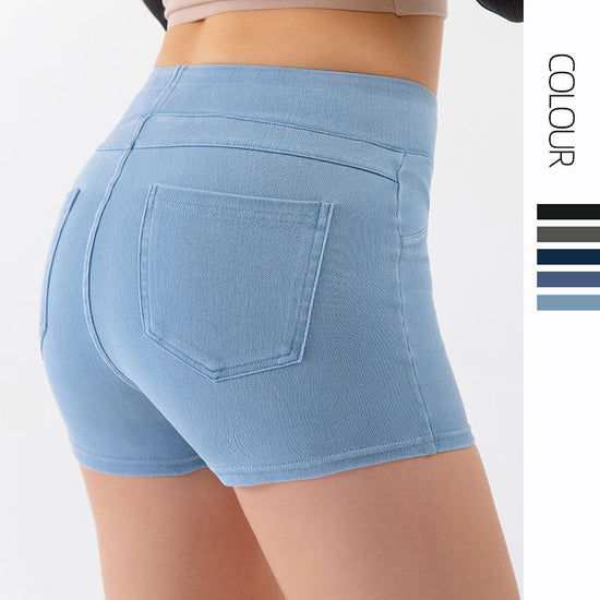 Spring/Summer New High Waist and Hip Lifting Yoga Cowboy Shorts for Women, High Elasticity, Slimming and Abdominal Compression, Sports Outerwear, Fitness Three Part Pants