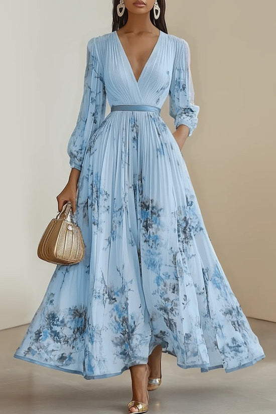 Long sleeved V-neck dress 