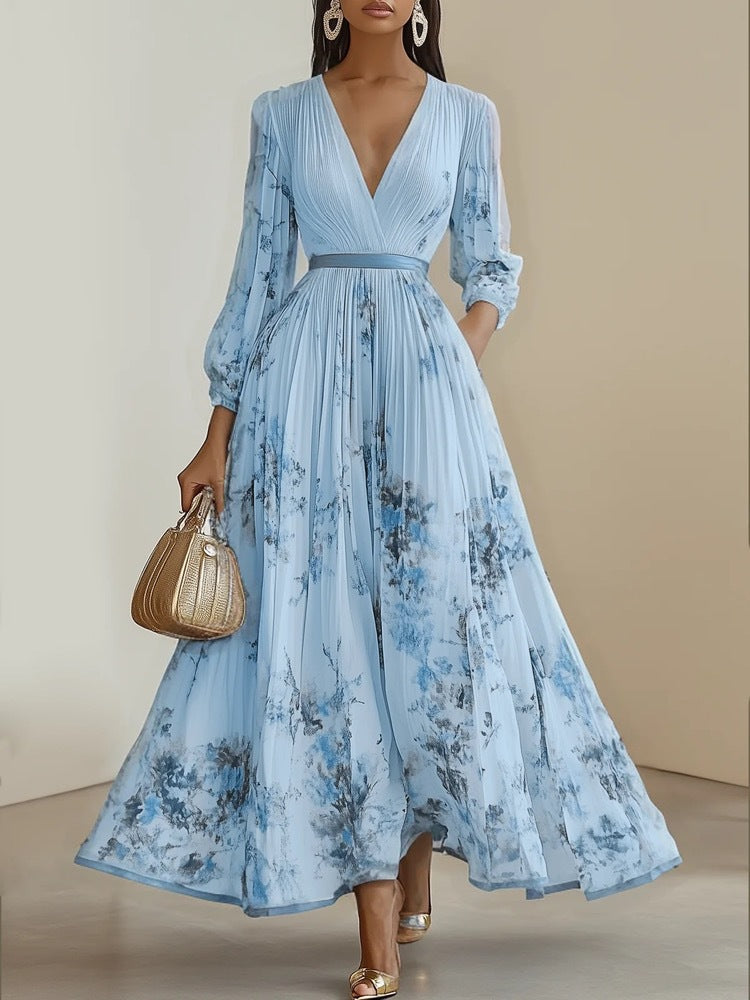 Long sleeved V-neck dress 
