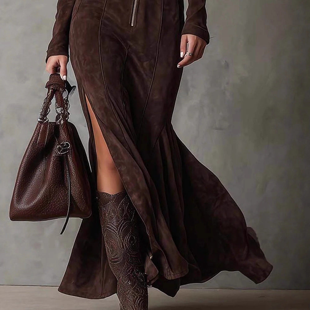 Zipper lapel jumpsuit 